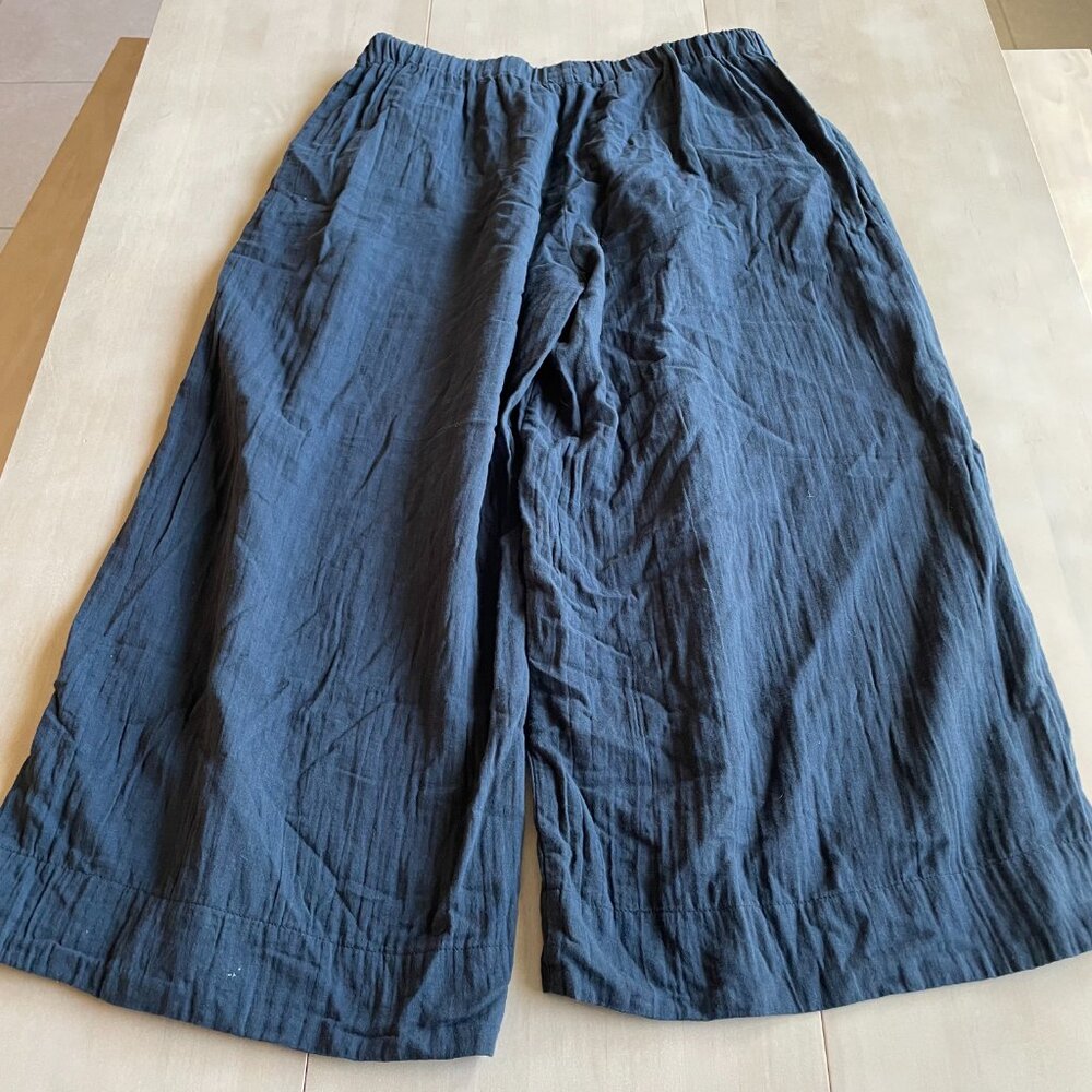 Pact 100% Organic Cotton Women's Coastal Double Gauze Wide Leg Pant, Blue - XL - Picture 8 of 12